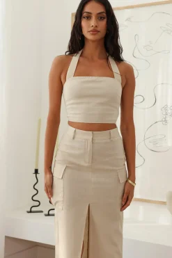 Cropped>Hello Molly Hoping For Something Crop Top Beige