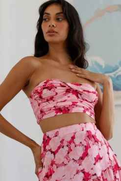 Cropped>Hello Molly Horizon Waves Crop Top Pink