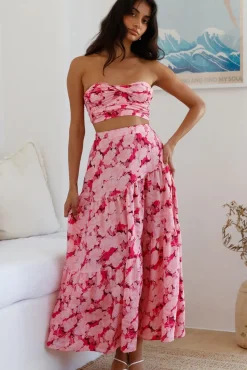 Skirts|Skirt And Top Sets>Hello Molly Horizon Waves Maxi Skirt Pink