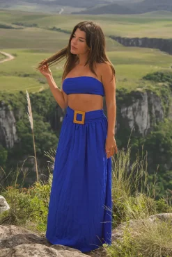 Cropped>Hello Molly Hundred Years Crop Top Blue