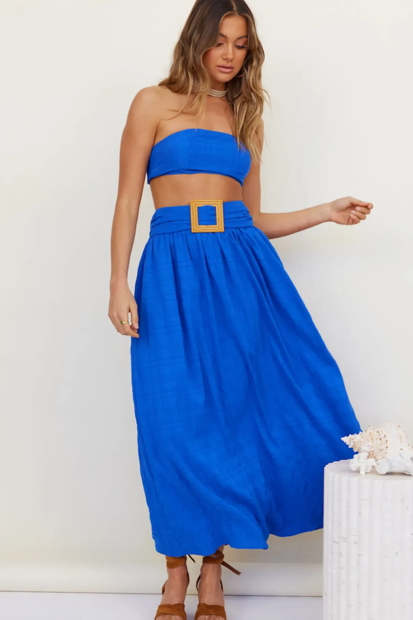 Cropped>Hello Molly Hundred Years Crop Top Blue