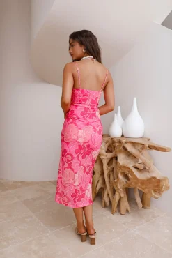 Cocktail Dresses|Vacation Dresses>Hello Molly Ibiza Holiday Midi Dress Pink