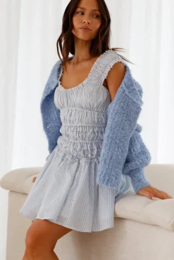 Cardigans|Cropped>Hello Molly Ice Queen Knit Cardigan Blue