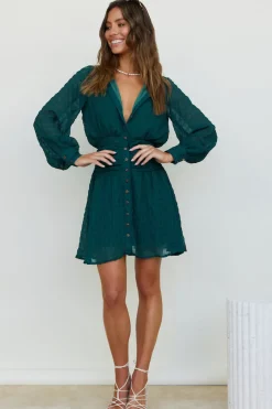 Spring Break Dresses|Long Sleeve Dresses>Hello Molly Idyllic Locations Dress Green