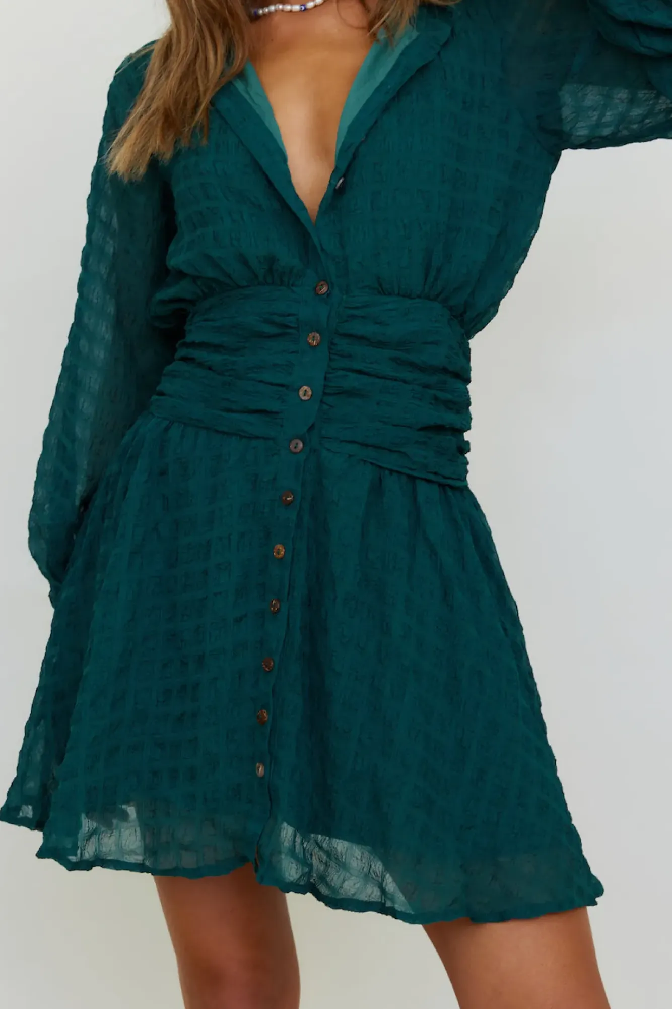 Spring Break Dresses|Long Sleeve Dresses>Hello Molly Idyllic Locations Dress Green