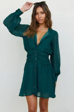 Spring Break Dresses|Long Sleeve Dresses>Hello Molly Idyllic Locations Dress Green