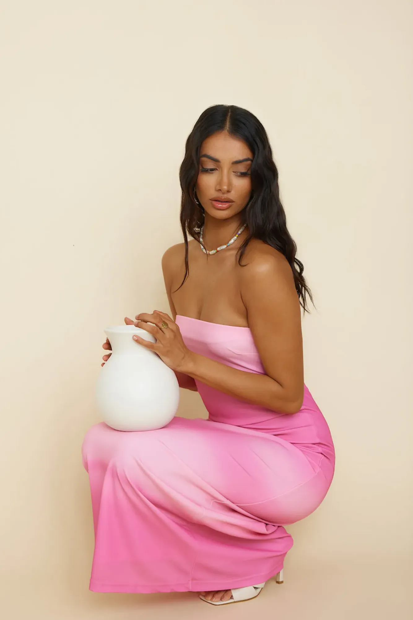 Brunch Dresses|Strapless Dresses>Hello Molly Infinite Light Midi Dress Pink