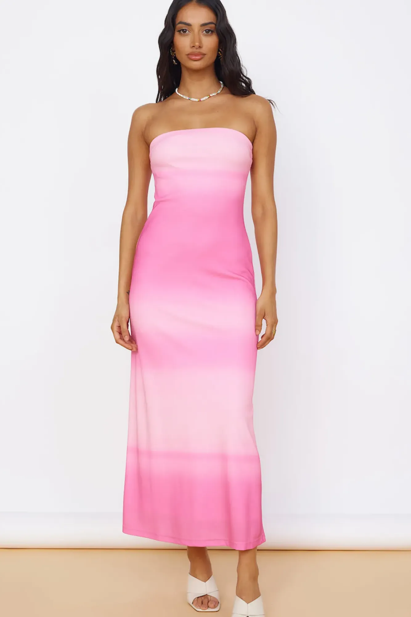 Brunch Dresses|Strapless Dresses>Hello Molly Infinite Light Midi Dress Pink