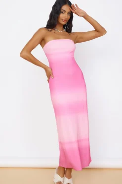 Brunch Dresses|Strapless Dresses>Hello Molly Infinite Light Midi Dress Pink
