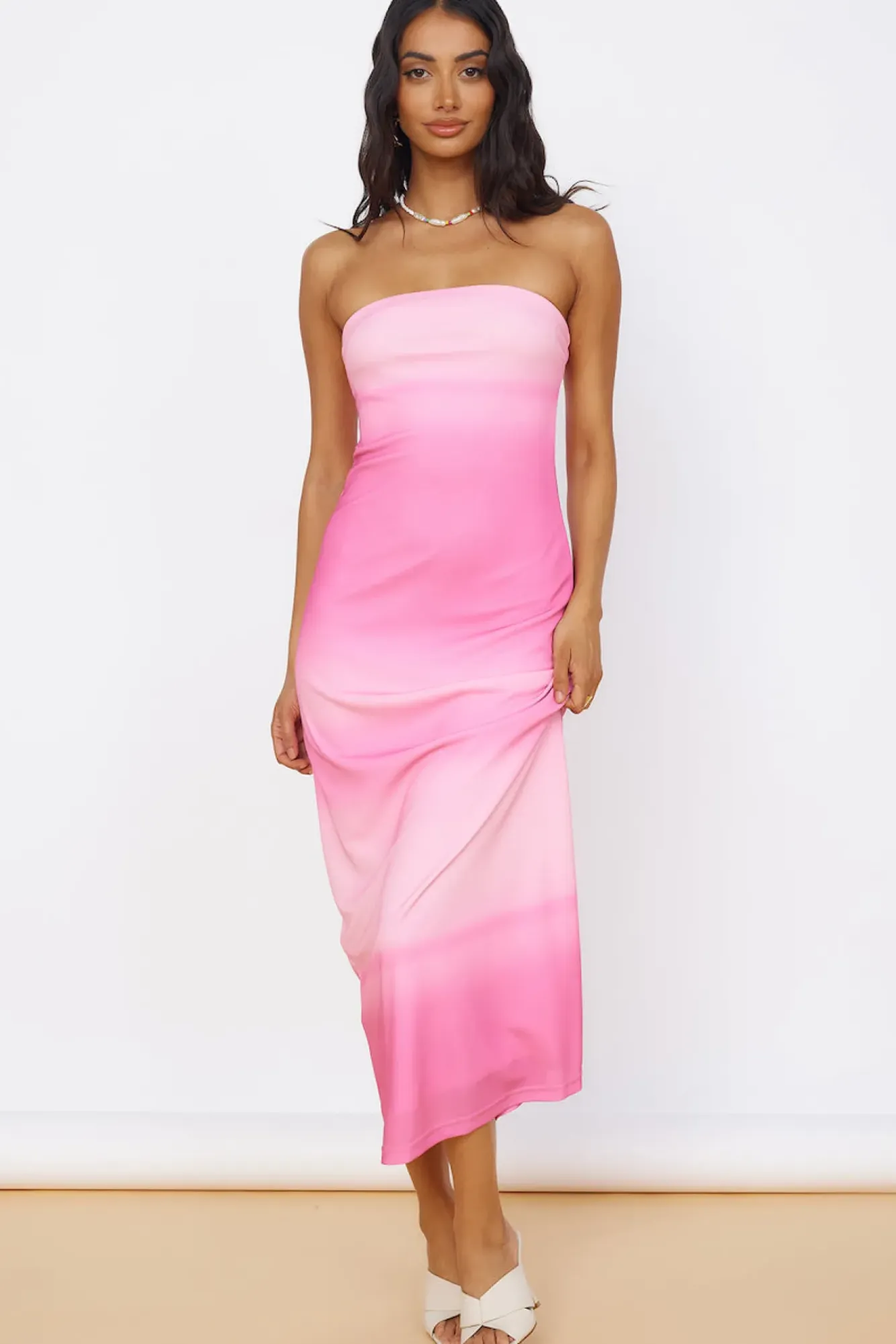 Brunch Dresses|Strapless Dresses>Hello Molly Infinite Light Midi Dress Pink