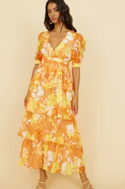 Vacation Dresses|Brunch Dresses>Hello Molly Inflorescence Maxi Dress Yellow