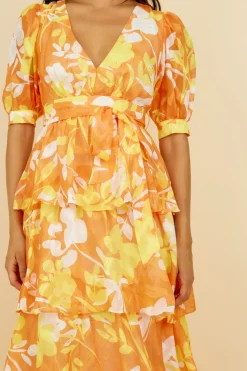 Vacation Dresses|Brunch Dresses>Hello Molly Inflorescence Maxi Dress Yellow