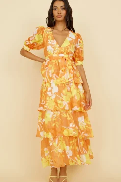 Vacation Dresses|Brunch Dresses>Hello Molly Inflorescence Maxi Dress Yellow