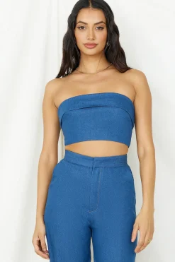 Cropped>Hello Molly In Hindsight Crop Top Denim