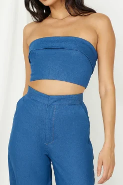 Cropped>Hello Molly In Hindsight Crop Top Denim