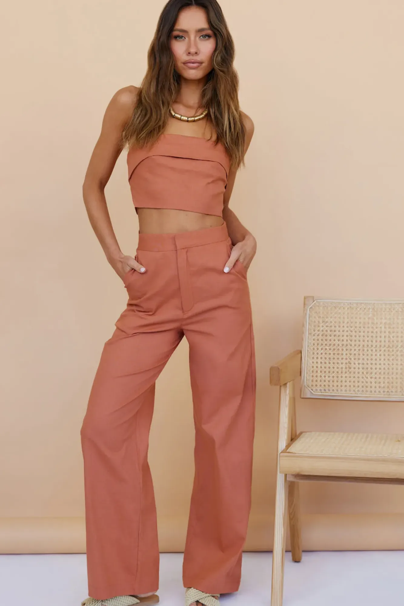 Cropped>Hello Molly In Hindsight Crop Top Rust