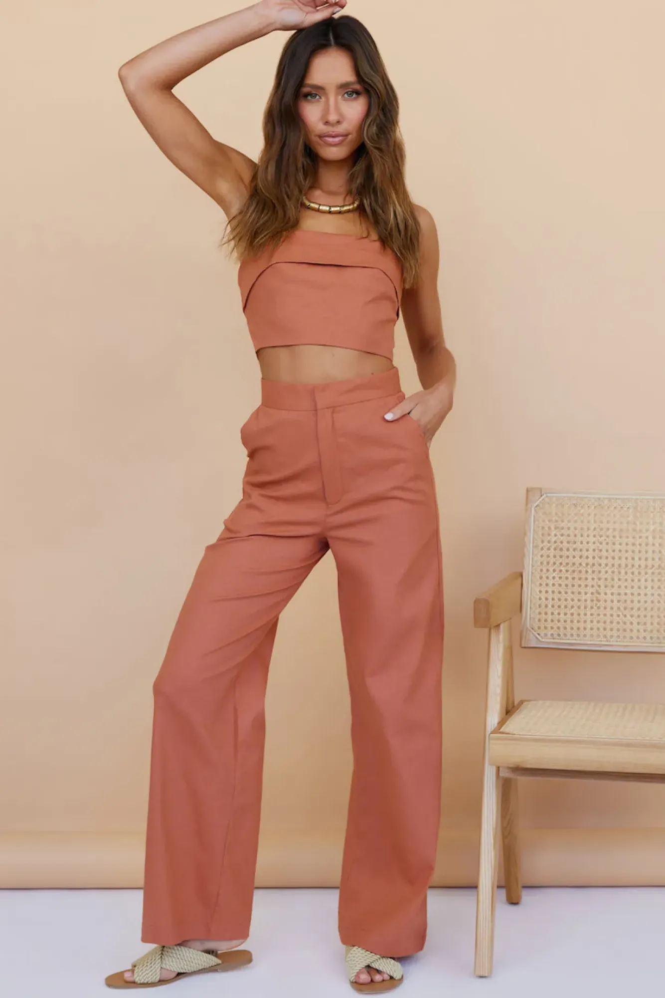 Cropped>Hello Molly In Hindsight Crop Top Rust