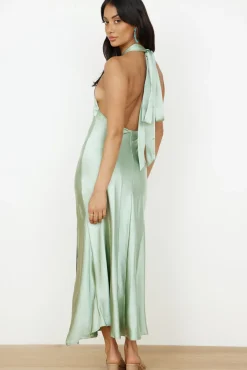 Wedding Guest Dresses|Formal Dresses>Hello Molly In My Feelings Satin Maxi Dress Sage