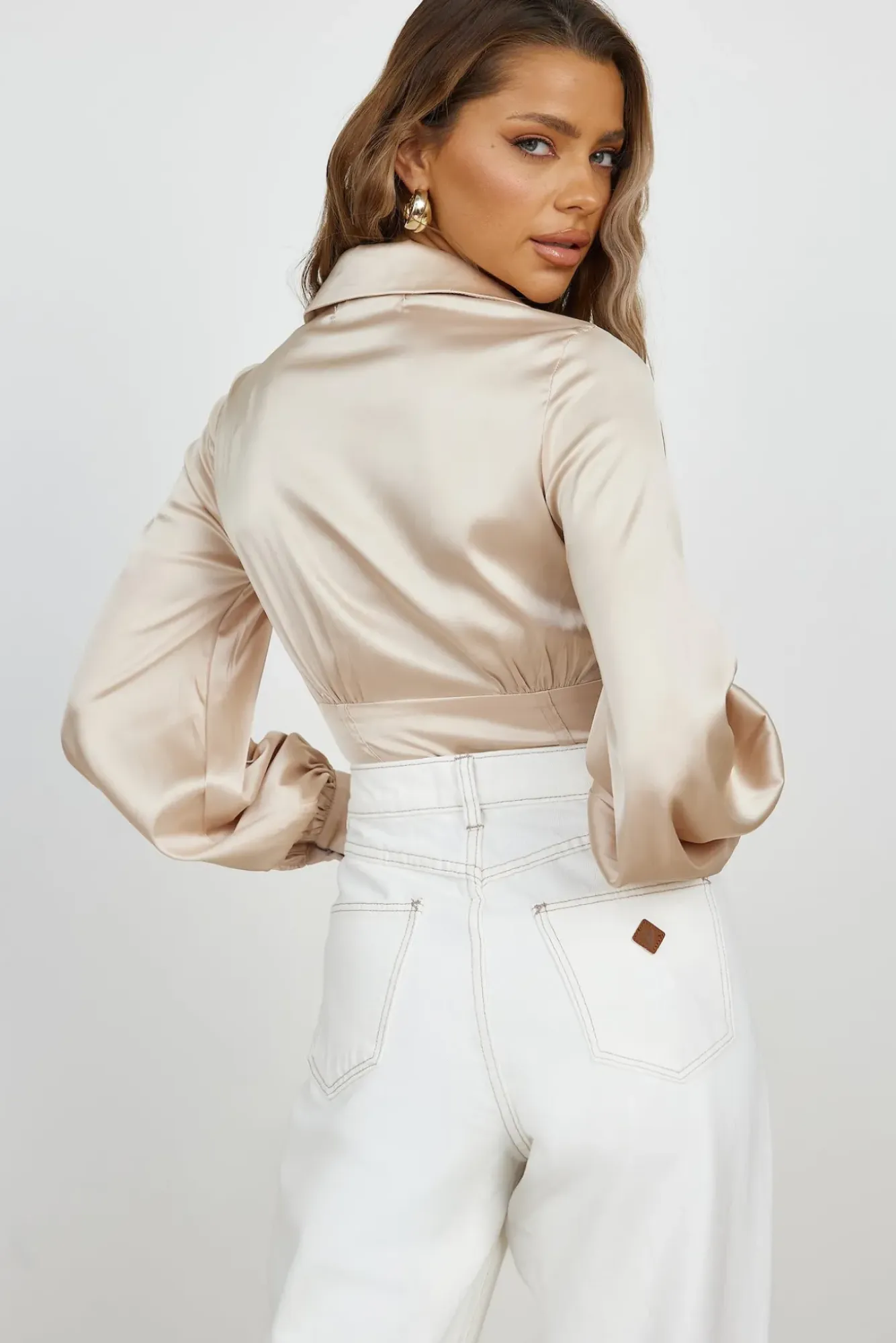 Shirts|Long Sleeve>Hello Molly Inspire Shirt Beige