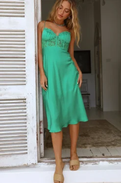Formal Dresses|Cocktail Dresses>Hello Molly In This Lifetime Midi Dress Green