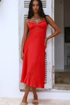 Date Night Dresses|Summer Dresses>Hello Molly In This Lifetime Midi Dress Red