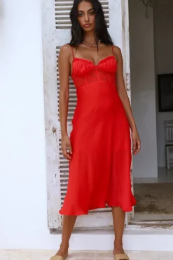 Date Night Dresses|Summer Dresses>Hello Molly In This Lifetime Midi Dress Red