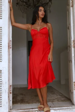 Date Night Dresses|Summer Dresses>Hello Molly In This Lifetime Midi Dress Red