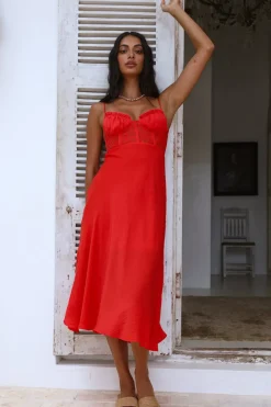 Date Night Dresses|Summer Dresses>Hello Molly In This Lifetime Midi Dress Red