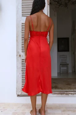 Date Night Dresses|Summer Dresses>Hello Molly In This Lifetime Midi Dress Red