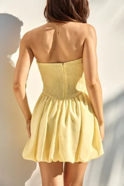 Brunch Dresses|Summer Dresses>Hello Molly Intimate Evenings Bubble Hem Mini Dress Yellow