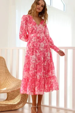 Vacation Dresses|Floral Dresses>Hello Molly Into Heaven Maxi Dress Pink
