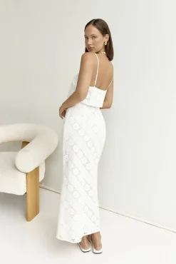 Skirts|Cropped>Hello Molly Island Calm Embroidered Maxi Skirt White