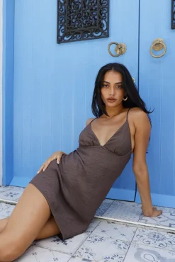 Vacation Dresses|Spring Break Dresses>Hello Molly Island Dreamer Mini Dress Chocolate