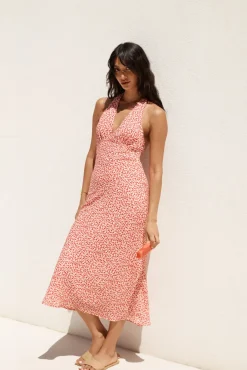 Spring Break Dresses|Brunch Dresses>Hello Molly Island Dream Halter Maxi Dress Red