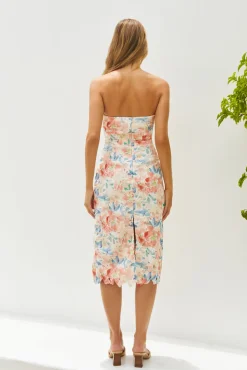 Wedding Guest Dresses|Cocktail Dresses>Hello Molly Island Dreams Strapless Midi Dress Peach