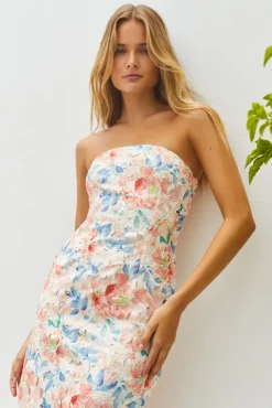 Wedding Guest Dresses|Cocktail Dresses>Hello Molly Island Dreams Strapless Midi Dress Peach