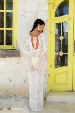 Cover-Ups|Vacation Dresses>Hello Molly Island Girl Knit Maxi Dress White