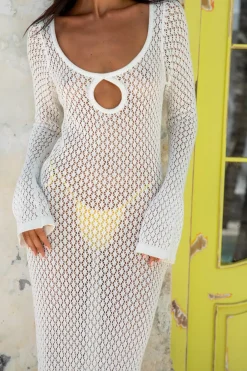 Cover-Ups|Vacation Dresses>Hello Molly Island Girl Knit Maxi Dress White