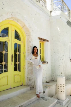 Cover-Ups|Vacation Dresses>Hello Molly Island Girl Knit Maxi Dress White