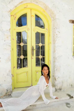 Cover-Ups|Vacation Dresses>Hello Molly Island Girl Knit Maxi Dress White