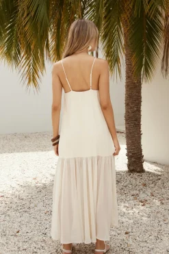 Vacation Dresses|Flowy Dresses>Hello Molly Island Rhythm Maxi Dress Beige