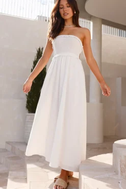 Vacation Dresses|Bump Friendly>Hello Molly Island Time Strapless Maxi Dress White