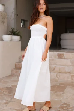 Vacation Dresses|Bump Friendly>Hello Molly Island Time Strapless Maxi Dress White