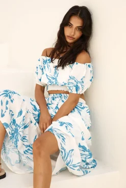 Skirts|Skirt And Top Sets>Hello Molly Island Whisper Maxi Skirt Blue