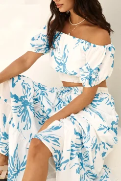 Skirts|Skirt And Top Sets>Hello Molly Island Whisper Maxi Skirt Blue