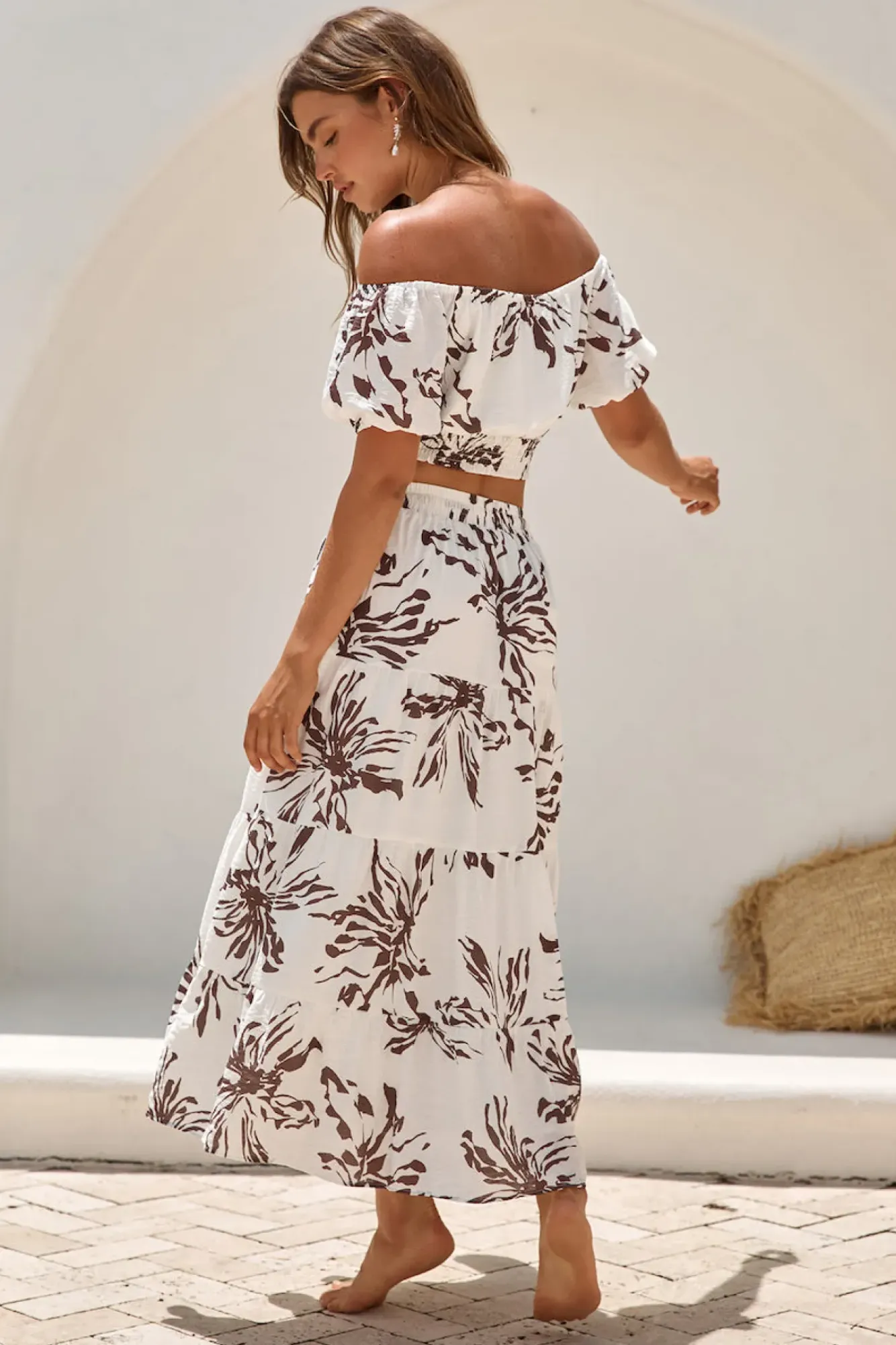 Skirts|Skirt And Top Sets>Hello Molly Island Whisper Maxi Skirt Brown