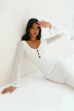 Vacation Dresses|Bump Friendly>Hello Molly Ivory Moon Maxi Dress White