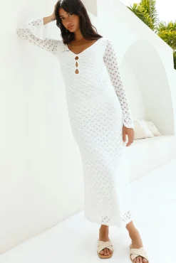 Vacation Dresses|Bump Friendly>Hello Molly Ivory Moon Maxi Dress White