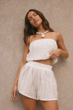 Two-Piece Shorts Set>Hello Molly Jasmine Set White