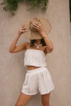 Two-Piece Shorts Set>Hello Molly Jasmine Set White
